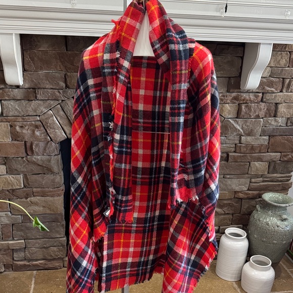 aerie Accessories - Aerie Red and Blue Plaid Scarf